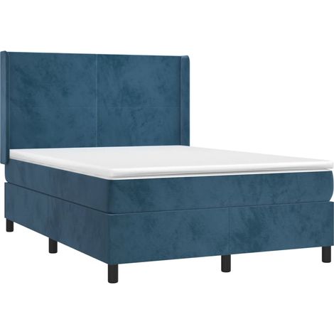 Letto a Molle con Materasso e LED Blu Scuro 140x190 cm vidaXL (1/5)