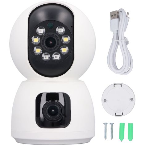 Caméra de sécurité sans fil double objectif 1080P, surveillance bébé avec audio bidirectionnel, WiFi intérieur pour maison, contrôle à distance. (1/5)