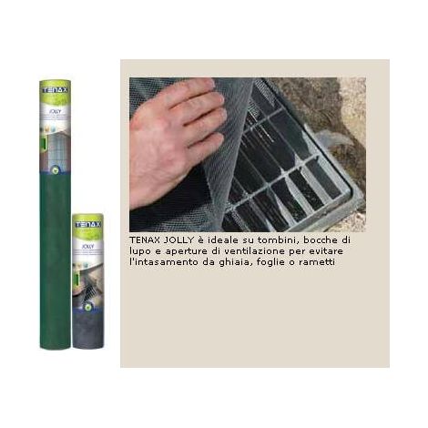 TENAX Jolly, 0,50x5 m, Grigio, Rete in Plastica per Proteggere Tombini, Bocche di Lupo e Grate in Giardino, 500x50 (1/7)
