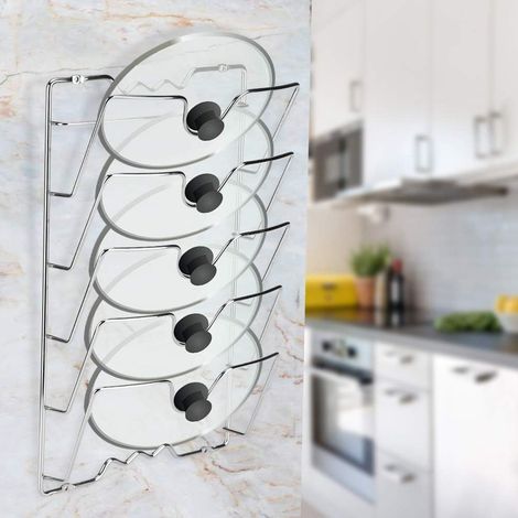 Porte-couvercles, étagère de rangement en fer pour la cuisine, à fixer au mur , pour couvercles de casseroles et poêles.