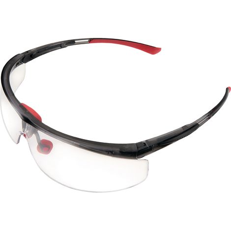 Occhiali di protezione Adaptec EN 166-1FT, braccio nero/rosso, lente trasparente