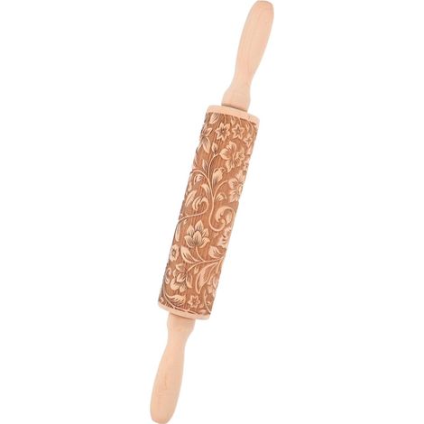 Rouleau à Pâtisserie Cylindrique en Bois de Hêtre avec Motif Unique et Élégant Multifonction pour Améliorer L'efficacité des Cookies de Fête et Fondants en Pâtisserie (1/5)