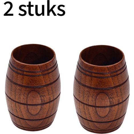 Verres à bière en bois - ensemble de 2 - grand modèle - en bois de jujube acide - pour la maison ou dans le,5 cm - brun,7.8, 10.5 (1/5)