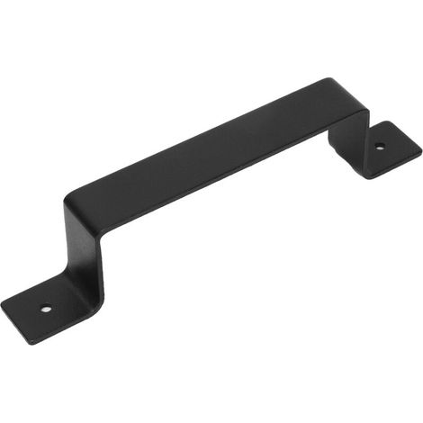 Poignée de porte en acier noir de carbone à angle droit pour hangar d'armoire de grange (1/5)