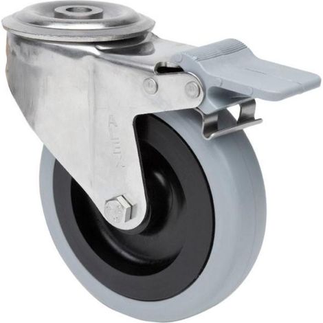 rueda giratora aguj.m12 freno inox.20zvlifd100-pgan poliamix-goma gris liso (1/2)