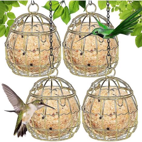 Set mit 4 Hängefutterhäuschen für kleine Wildvögel – Fettkugel-Futterhäuschen aus Metall für den Innen- und Außenbereich (1/5)