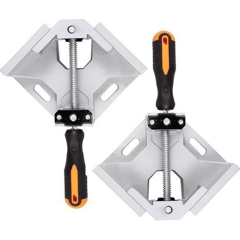2 Pcs Serre Joint Angle 90 °, Etau D'angle Alliage d'Aluminium, Pince de Soudage d'angle avec mâchoire pivotante réglable, pour Outils Menuisier, Soudage de Charpentier (Gris) (1/5)