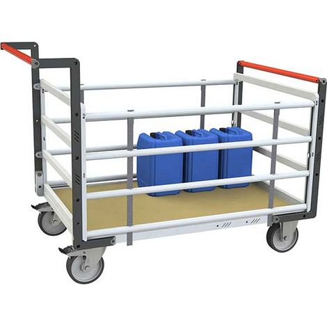 Modularer Transportwagen mit 2 Rückenlehnen und 2 verstellbaren Bordwänden - Platte 965 x 555 mm - Tragfähigkeit 500 kg - 806724515