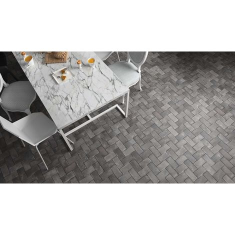 Carrelage grès cérame effet terre cuite patinée COTTAGE 14x7cm - 14x7 cm Gris Foncé, Anthracite - Mat - boîte de 0.49 m2 - Gioia Materia (1/2)