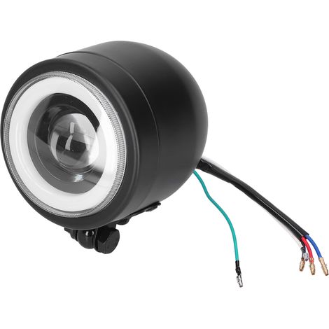 Vintage runder weißer Angel Eye LED-Scheinwerfer für Motorräder, Cruiser, Chopper, Bobber, Cafe Racer, Retro-Frontscheinwerfer (1/5)