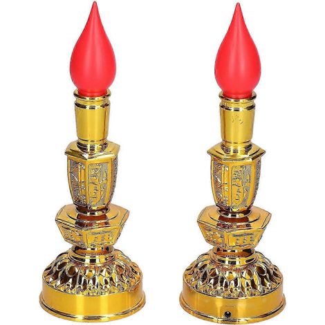 Doppelte helle elektrische Kerze, energiesparende LED-Kerzenlampen im traditionellen chinesischen buddhistischen Retro-Stil [M]()