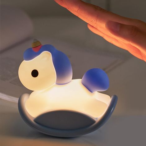 Veilleuse enfant, veilleuse licorne mignonne, veilleuse animal pour garçons et filles, veilleuse couleur chocolat pour chambres de bébé et d'enfant, lampe de chevet bleue