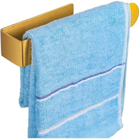 Barres Porte-Serviettes Salle de Bain sans Perçage Acier INOX, Doré 24cm Porte Serviette Mural Auto-AdhéSif SUS 304 Acier Inoxydable,Support de Serviettes, Cuisine Lavabo (1/5)