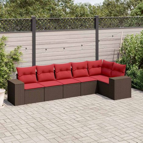 6-teiliges Gartensofa-Set mit Kissen, braun, Polyrattan (1/5)