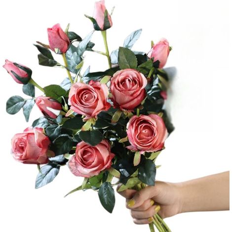4 Bouquets de Pivoines Artificielles Rose Foncé - Décoration de Mariage, Événement et Fausses Fleurs pour Maison (1/5)