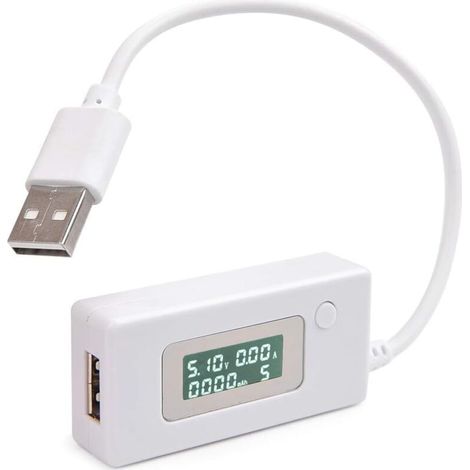 SABIR USB Power Meter Testeur de Tension Courant Multimètre USB Chargeur Courant Tension Capacité Détecteur pour Ordinateur Banque de Puissance de Téléphone Blanc, (1/5)