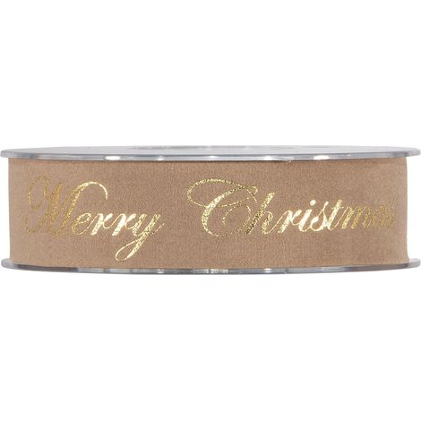 Piovaccari Nastro Natale Gold Merry Christmas H 25 Mm L 10 Mt Dove Grey