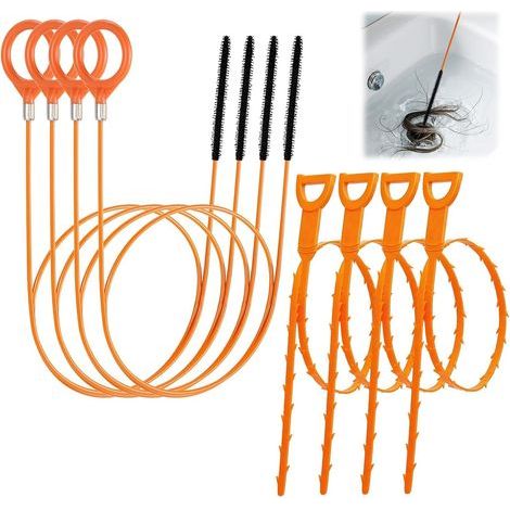 Abflussreinigungsbürste, Waschbecken-Reinigungshaken, flexibles WC- und Waschbecken-Entstopfungswerkzeug, flexible Stäbe mit Mikrohaken für Waschbecken, Duschen, Badewannen und Abflüsse, 8-teiliges Ab