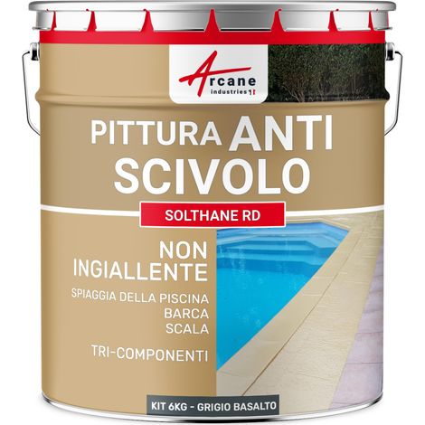 Vernice antiscivolo esterno: per pavimenti e bordo piscina - SOLTHANE - 156 - 6 kg Grigio Basalto - RAL 7012 - ARCANE INDUSTRIES (1/5)
