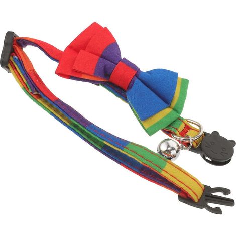 Collar ajustable con lazo arcoíris para perros, 4 piezas de tela. (1/5)