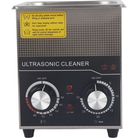Nettoyeur à ultrasons 2L avec bouton de réglage, en acier inoxydable, appareil de nettoyage industriel chauffant, prise UE 220V (1/5)