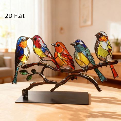 Pendentif Oiseaux - Décoration Murale en Métal Émaillé - Pour Intérieur et Extérieur - Lot de 1 (1/3)