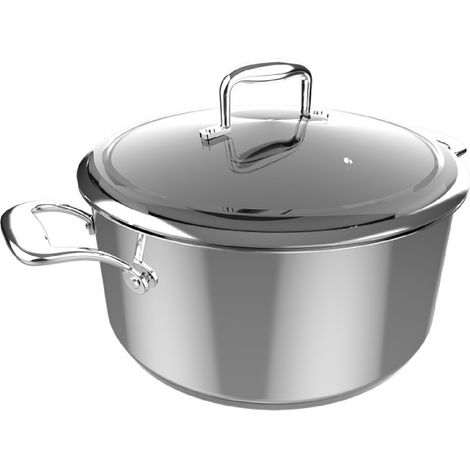 Cecotec Olla Polka Classy 28 Pot Steel. Diámetro 28 cm, Capacidad 7,5 L, Acero Inoxidable 18/10, Revestimiento Antiadherente