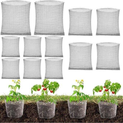 Lot de 12 paniers à plantes anti-rongeurs, sacs en maille d'acier inoxydable de 1/3/5 gallons, adaptés aux fleurs et aux légumes (lot de 12) (1/4)
