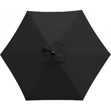 Toile de rechange pour parasol de jardin (2 m), toile de rechange à 6 bras pour parasol de terrasse/jardin/déporté, noir
