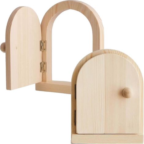 Lot de 2 cache-prises en bois style porte de fée artisanal blanc pour dissimuler interrupteurs et taches (1/5)