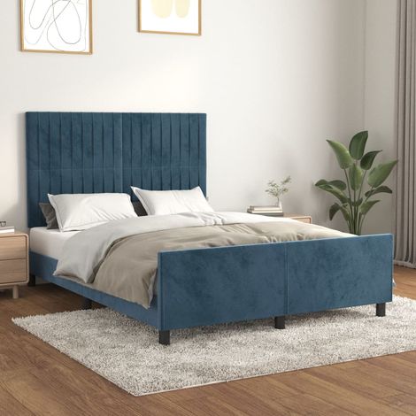Cadre de lit sans matelas-Structure de lit bleu foncé 140x190 cm velours 234860 (1/5)