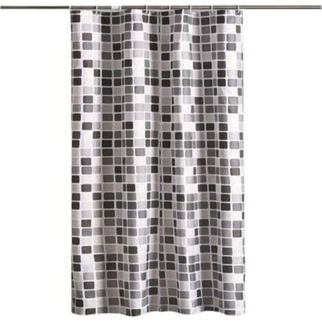 Duschvorhang, Schwarz-Weißer Duschvorhang, Mosaik-Duschvorhang, 8 Haken, für Badezimmer, Toiletten (120 x 180 cm, Mosaik)