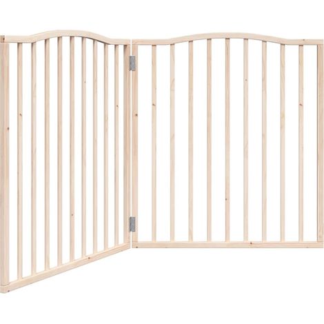 Barrière de sécurité pour chien animaux de compagnie pliable 2 panneaux 160 cm bois de peuplier marron