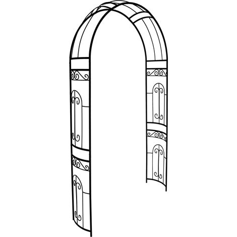 Garden Arch, Wedding Arch Rose Arch Stake Column, Garden Metal Arch Climbing Plants 220 x 114 x 36 cm/Black (1/5)