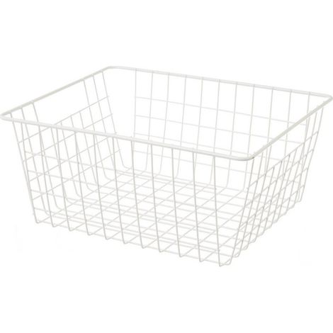 Panier de rangement métal blanc - 28x21.5x11.5cm (1/4)