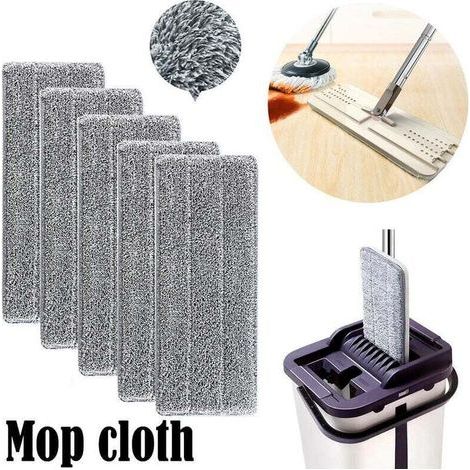 pair 5 pièces Serpillères en Microfibre pour Balai Lave-Sol - Housse de Nettoyage de Rechange Vadrouille - La Tête de Ménage de Vadrouille pour Balai Plat - Nettoyage en Microfibre - Lingettes de Nett