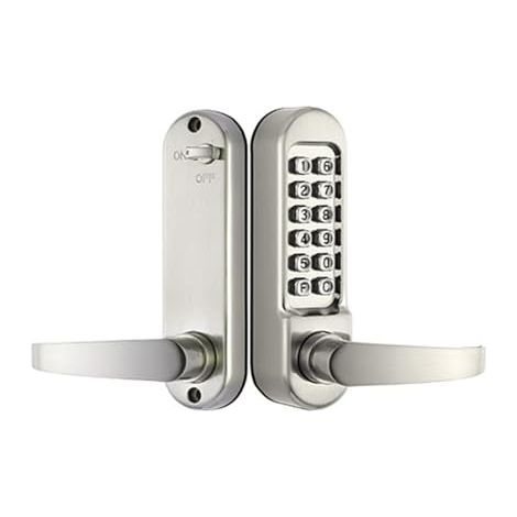 Waterproof Mechanical Push Button Simple Latch Lock with Password, No Power Supply Required (Silver) (1/4)