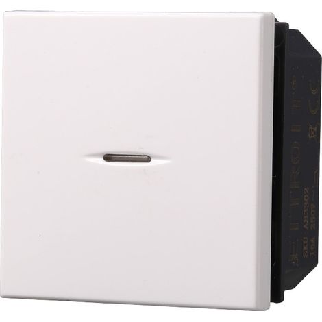 ETTROIT AB3402 2M 1P Bouton Poussoir Axial 16A Couleur Blanc Compatible avec Bticino Axolute