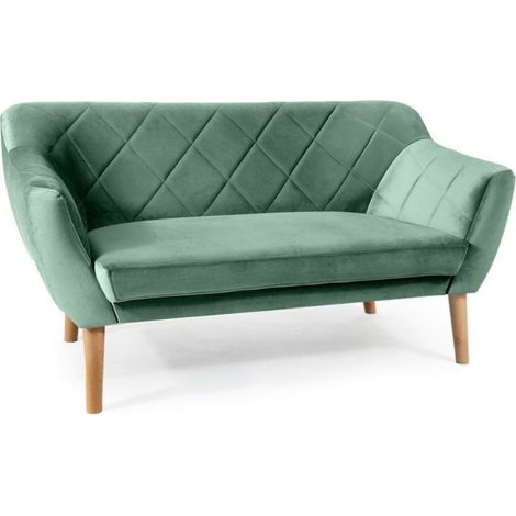 Canapé design velours vert & hêtre Blink (1/4)