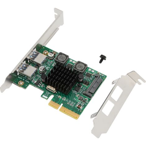 Carte d'extension PCIe vers USB 3.1 2 ports 10Gbps, connecteur SATA 15 broches, pour carte mère PC. (1/5)