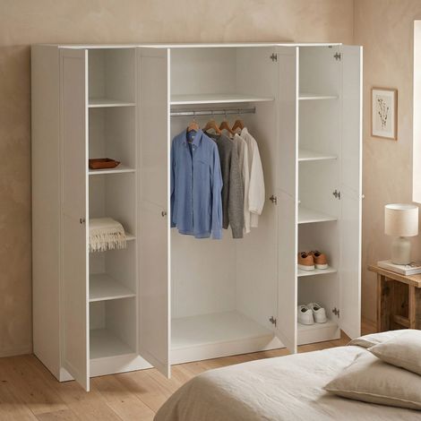 Dmora - Gran Armario Presidenti, Muebles de dormitorio, Vestidor, Armario de ropa, 196x62 h200 cm, Blanco (1/5)