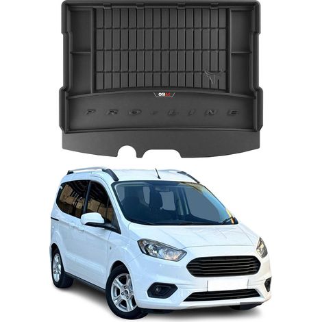 OMAC Tapis de Coffre 3D TPE Premium Compatible avec Ford Tourneo Courier Van 2014-2018 5 Places - Bac de Protection de Coffre Intérieur antidérapant Revêtement de Coffre Bords Hauts pour Voiture Noir (1/5)