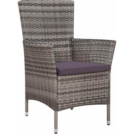 Maison Exclusive - Chaise et tabouret d'extérieur et coussins Résine tressée Gris (1/5)