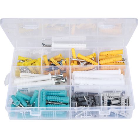 Kit de 200 chevilles d'expansion murales en plastique à haute résistance autotaraudeuses avec boîte (1/5)