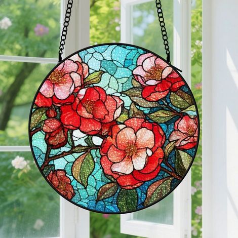 Suspension en vitrail, attrape-soleil unique coloré élégant, décoration fenêtre maison, cadeau Fête des Pères, Noël pour homme, femme, papa 20 cm (1/5)