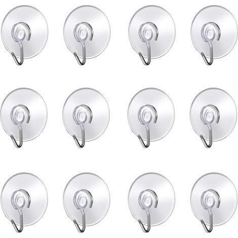 Lot de 12 Crochet Mural avec Ventouse d'Aspiration,Petites Ventouses Plastiques avec Crochet Ronde pour Salle de Bains et Cuisine,Crochet Ventouses (1/5)