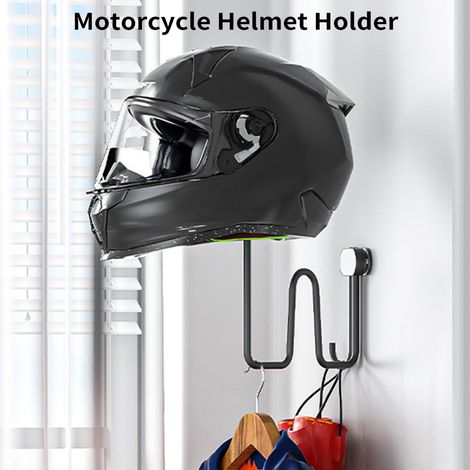 Support de casque de moto, support mural, support rotatif à 180 degrés avec crochet pour manteaux, casquettes, chapeaux. (1/4)