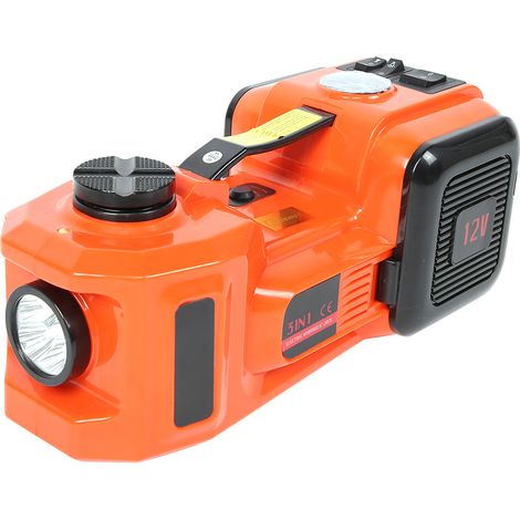 Cric hydraulique électrique multifonction 3 en 1, pompe à air, marteau de sécurité et lampe torche inclus, 12 V, 5 tonnes (1/5)
