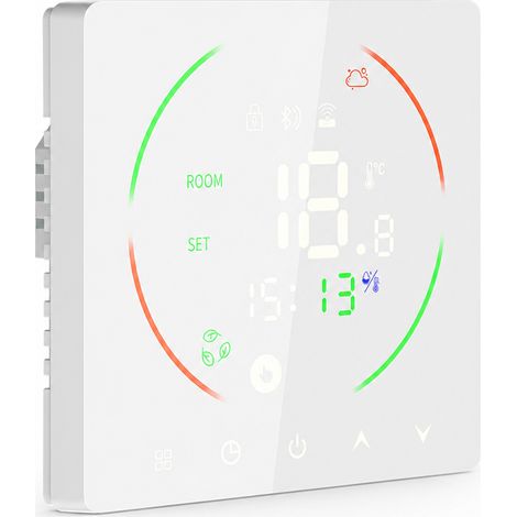 Thermostat Intelligent WiFi 16A pour Chauffage au Sol Électrique, Blanc, Contrôle via Application Tuya (1/5)