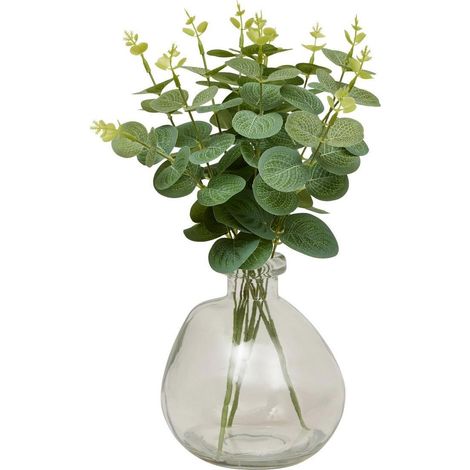 Composition Eucalyptus Artificiel & Vase "Urice" 35cm Vert